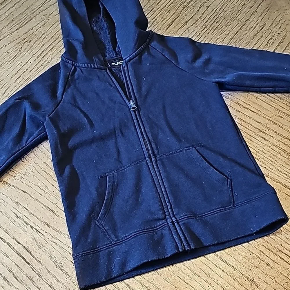 Navy Hooded zip up jacket girls size 7/8